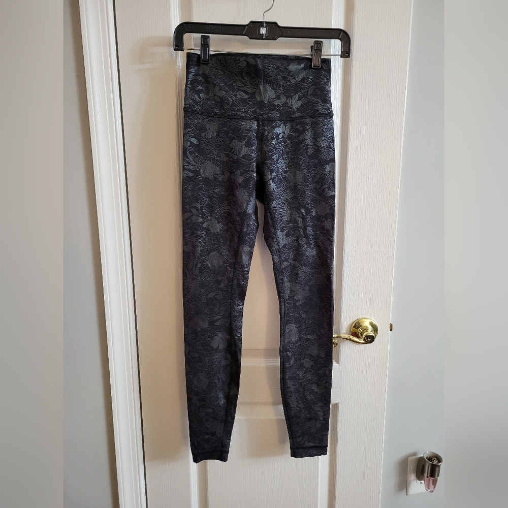Lululemon Wunder Under High Rise Tight Shine Logo Flourish Luxtreme Leggings 4